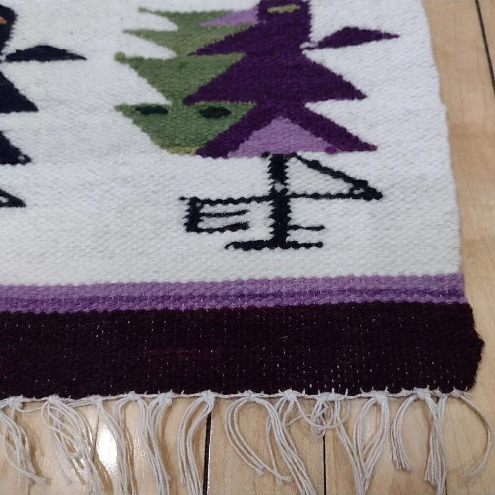 Vtg Set Handmade Peruvian Textile Placemats Wall Hangings Folk Art Girls Birds